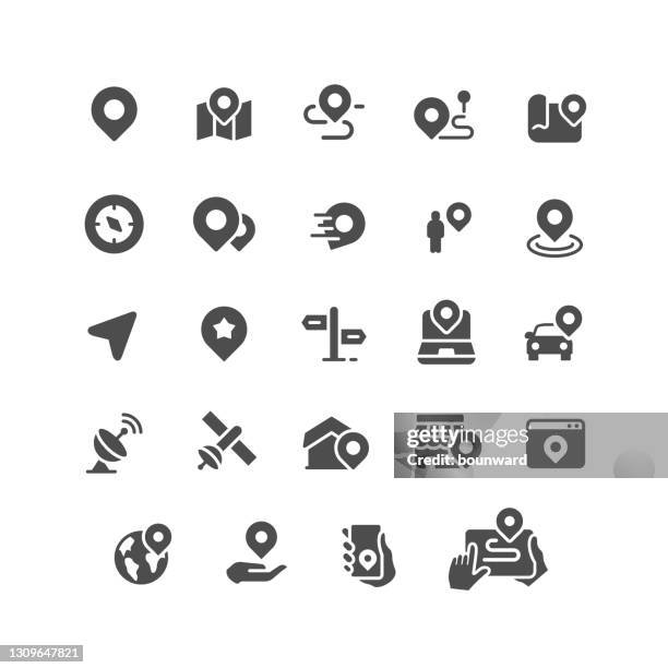 ilustraciones, imágenes clip art, dibujos animados e iconos de stock de iconos planos de navegación - marcador de sendero
