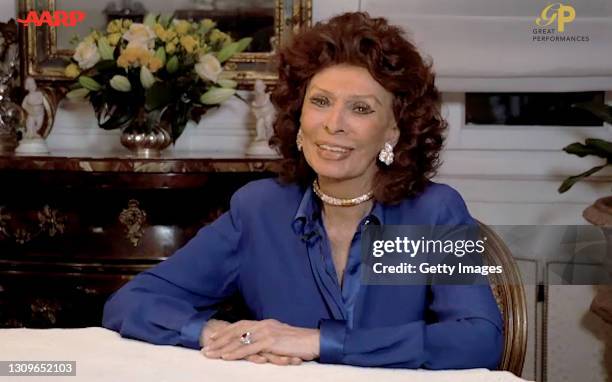 In this screengrab released on March 28 Sophia Loren accepts the Best Actress Award for 'The Life Ahead' during the Movies for Grownups Awards with...
