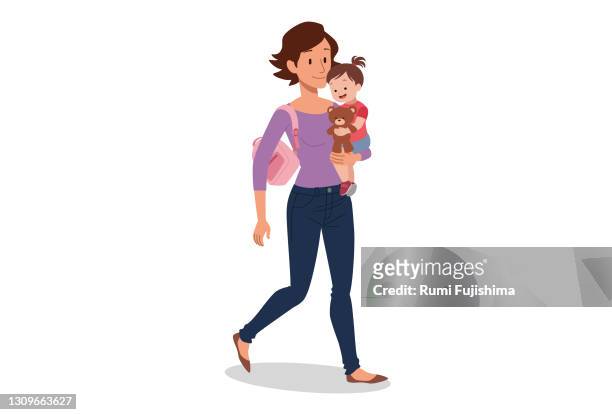 ilustraciones, imágenes clip art, dibujos animados e iconos de stock de madre soltera - mother and baby illustration