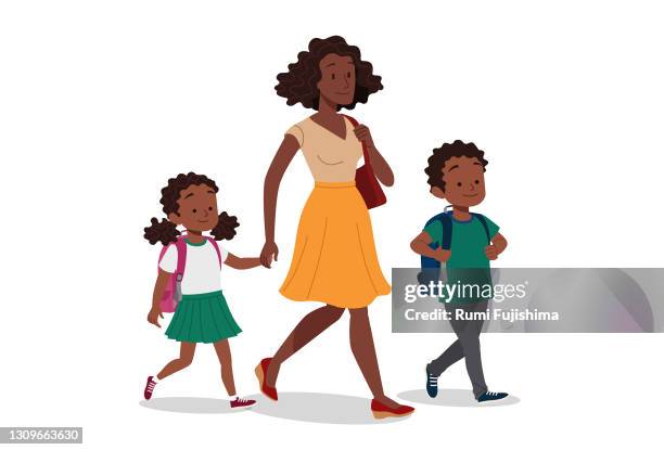 ilustraciones, imágenes clip art, dibujos animados e iconos de stock de madre soltera - school uniform