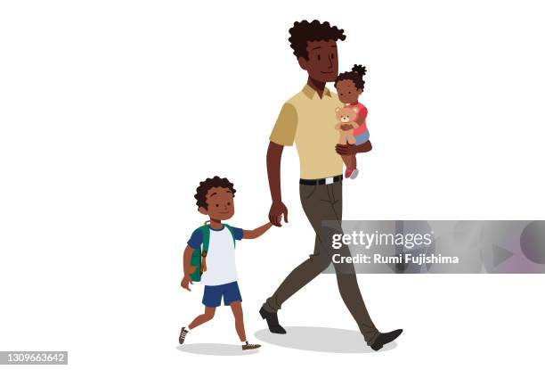 single father - parent child school stock illustrations