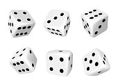 Dice isolated 3d objects, gambling game and casino