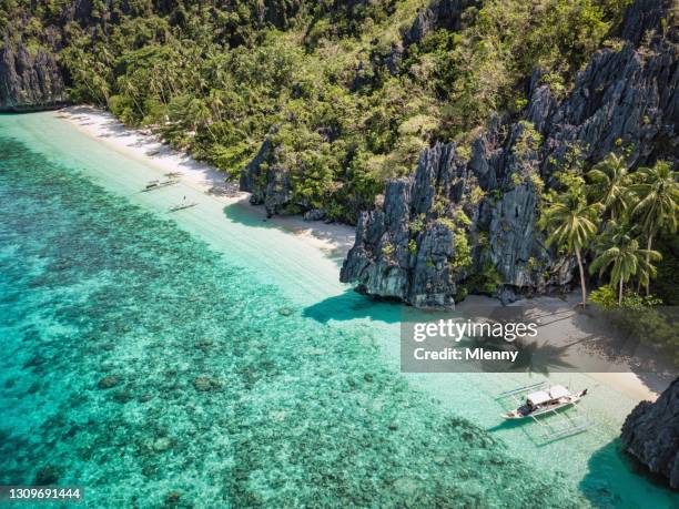 entalula island beach philippines aerial view palawan el nido - el nido stock pictures, royalty-free photos & images