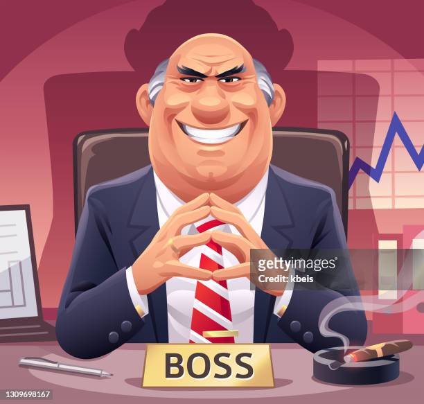 evil boss - herrisch stock-grafiken, -clipart, -cartoons und -symbole