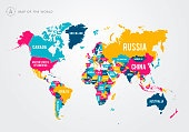 Vector Illustration Colorful Map Of The World With Country Names