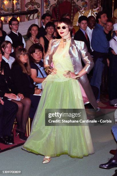 Actress Isabella Rossellini walks the runway during Jean Paul Gaultier Ready to Wear Spring/Summer 1995 show as part of Paris Fashion Week on October...