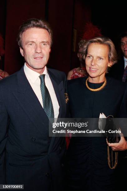 Bernard Kouchner and Christine Ockrent attend the Gala Dinner on behalf of Aids victims at the Moulin Rouge on October 11, 1994 in Paris, France.
