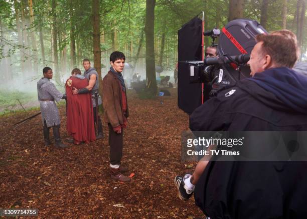 Merlin actor Colin Morgan on set, on August 15, 2011.
