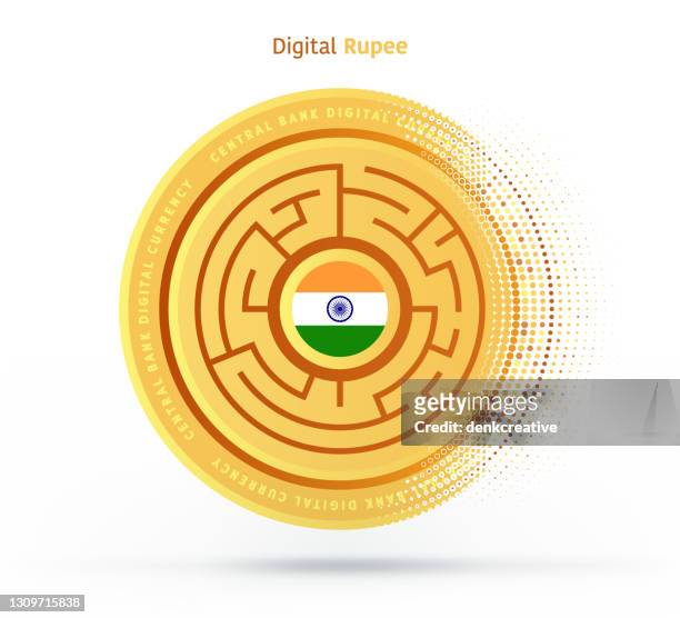 bildbanksillustrationer, clip art samt tecknat material och ikoner med indisk digital valuta vektor illustration - indian rupee