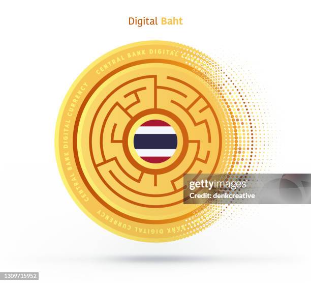 thai digitale währung vektor illustration - elektronische handel stock-grafiken, -clipart, -cartoons und -symbole