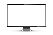 Realistic black modern thin frame display computer monitor vector illustration. JPG
