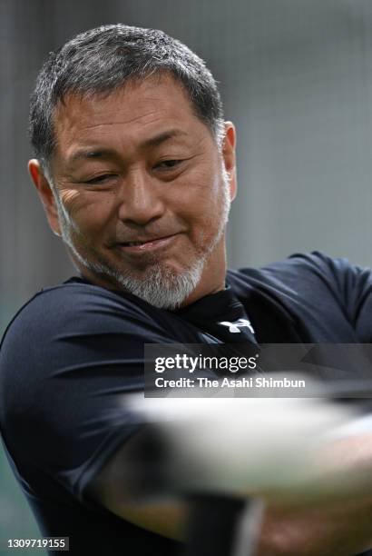 Former baseball player Kazuhiro Kiyohara exercises on March 26, 2021 in Tokyo, Japan.