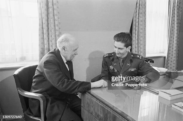 King Peter II of Yugoslavia , the last King of Yugoslavia, seated on right with Slododan Jovanovic , Prime Minister of Yugoslavia's...