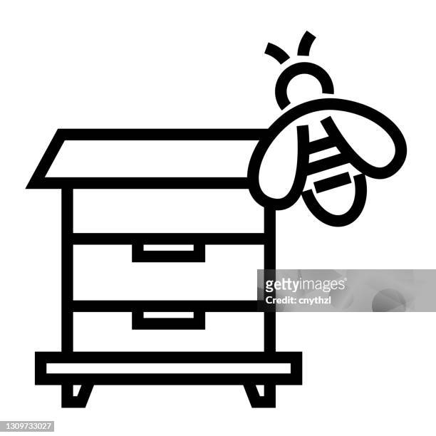 stockillustraties, clipart, cartoons en iconen met apiculture line icon, overzicht symbool vector illustratie - honingraat