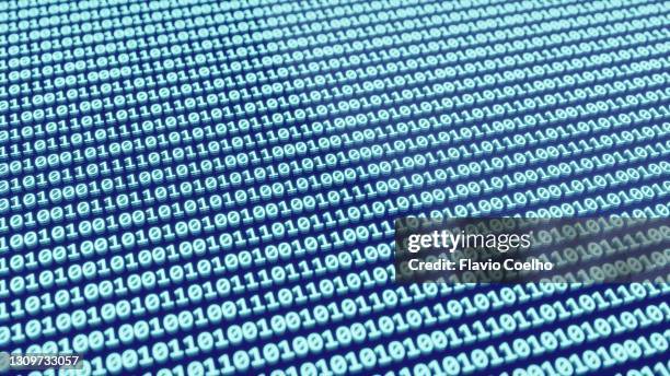 binary code on computer screen display - binary code stock pictures, royalty-free photos & images