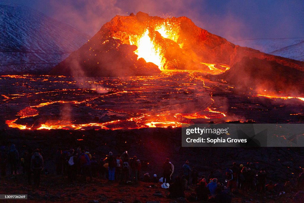 Hikers Flock To See Fagradalsfjall Volcano