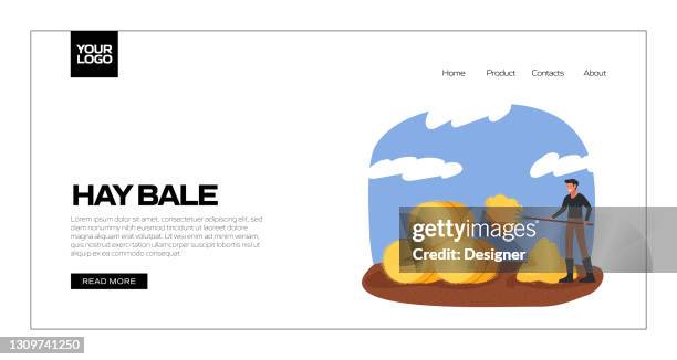 hay bale concept vector illustration for landing page template, website banner, advertisement and marketing material, online advertising, business presentation etc. - casting net stock illustrations