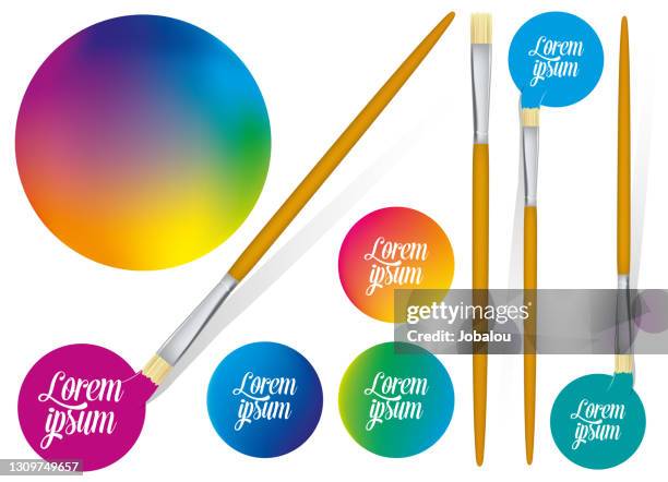 brush with multicolored brush stroke spot - wallpaper brush stock illustrations