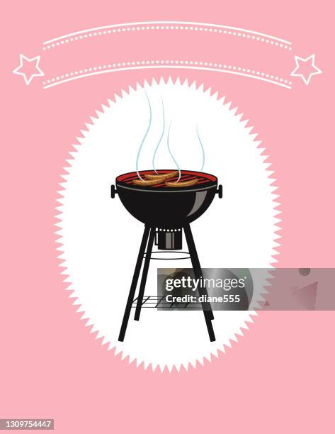 bright bbq party invitation template - block party stock illustrations