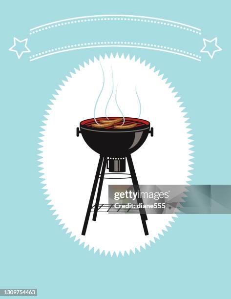 bright bbq party invitation template - potluck stock illustrations