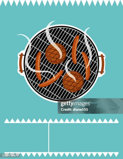 bright bbq party invitation template - block party stock illustrations