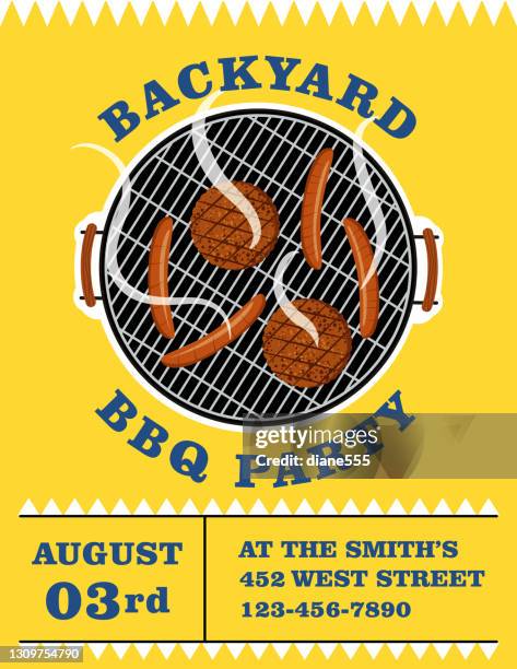 bright bbq party invitation template - potluck stock illustrations