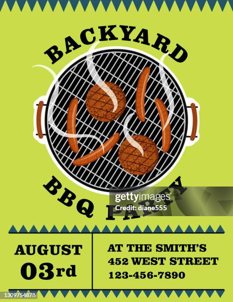 bright bbq party invitation template - potluck stock illustrations