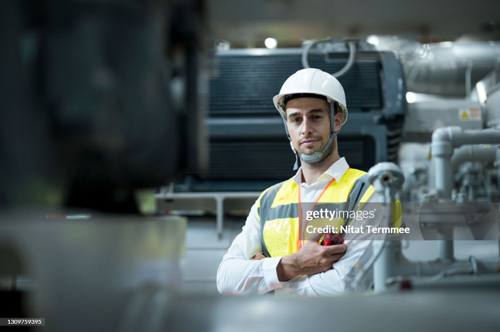 Service Eng Portrait Of Service Engineer Working In Gas Pressure Device For ...