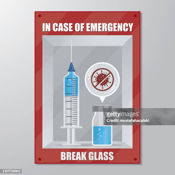 in case of emergency covid-19 vaccine - emergency sign stock illustrations