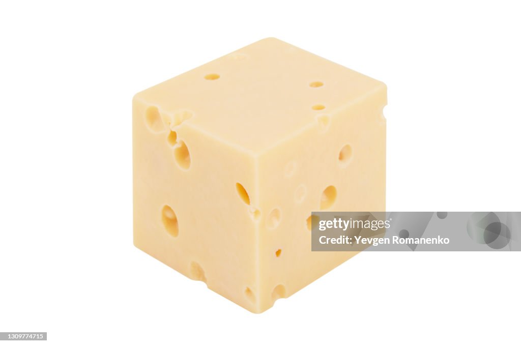Cheese cube isolated on white background
