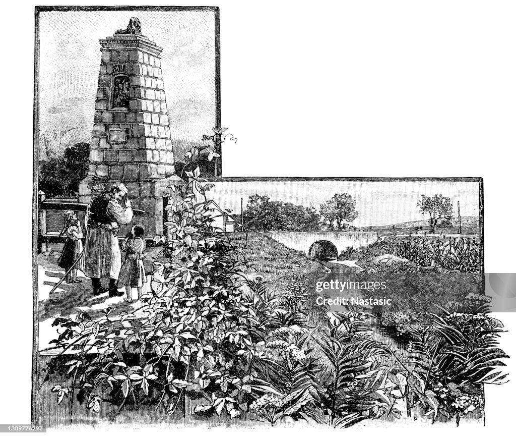 The Mohacser Feld and the monument at the Csele-Bach