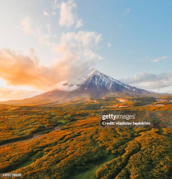 volcano koryakskaya sopka. kamchatka territory, russia - kamchatka volcano stock pictures, royalty-free photos & images