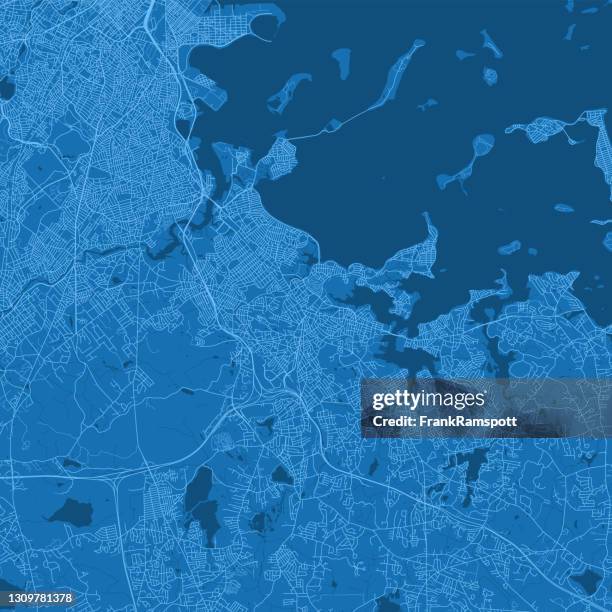 bildbanksillustrationer, clip art samt tecknat material och ikoner med quincy ma city vektor vägkarta blå - massachusettsbukten