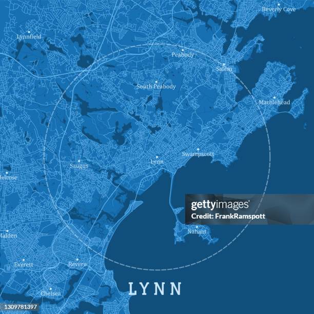 ilustraciones, imágenes clip art, dibujos animados e iconos de stock de lynn ma city vector road map texto azul - peabody massachusetts