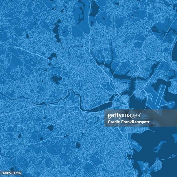 ilustraciones, imágenes clip art, dibujos animados e iconos de stock de cambridge ma city vector hoja de ruta azul - condado-de-norfolk-massachusetts