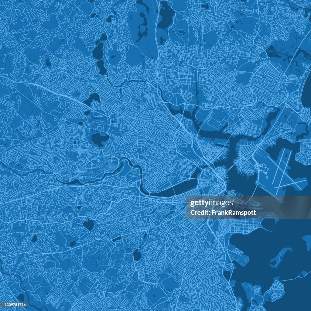 Cambridge MA City Vector Road Map Blue