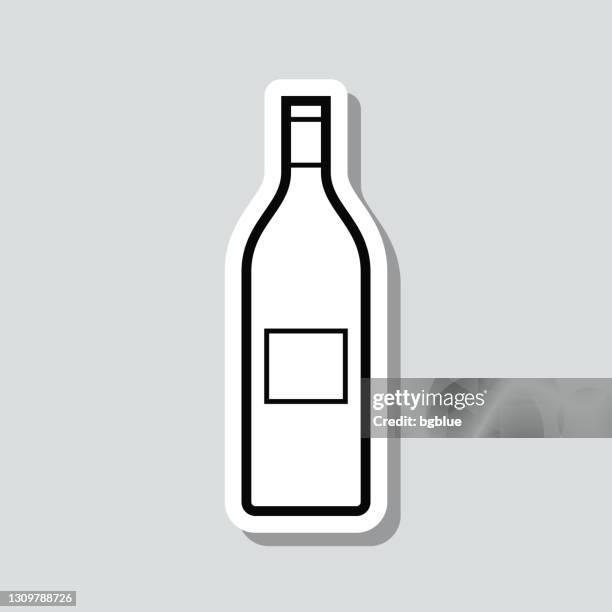 wine bottle. icon sticker on gray background - bordeaux stock illustrations