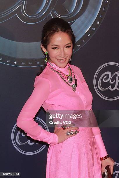 Singer Elva Hsiao attends wedding banquet of Coco Lee and Bruce Rockowitz at Shaw Studio on October 28, 2011 in Hong Kong.