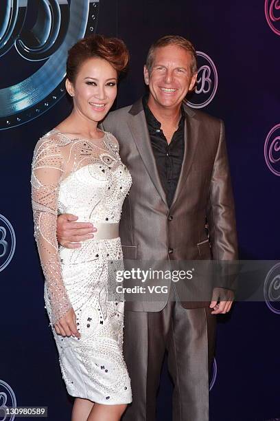 Singer Coco Lee and Bruce Rockowitz, Chief Executive Officer of Li & Fung Ltd, during their wedding banquet at Shaw Studio on October 28, 2011 in...