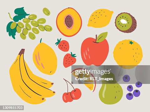 Abbildung von frischem Obst — handgezeichnete Vektorelemente Abbildung von frischem Obst — handgezeichnete Vektorelemente