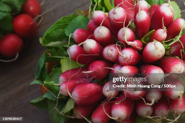 close-up of radish on table,france - radijs stockfoto's en -beelden