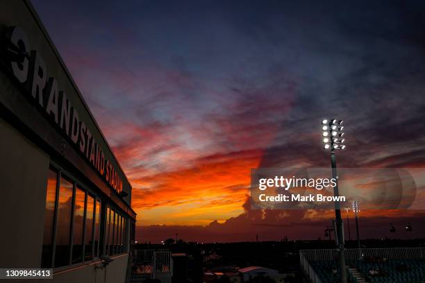 General view of the Grandstand Stadium during the match between Stefanos Tsitsipas of Greece and Kei Nishikori of Japan during the men's singles...