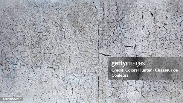 cracked white paint with patina on the asphalt of a street in brussels - ひびが入った ストックフォトと画像