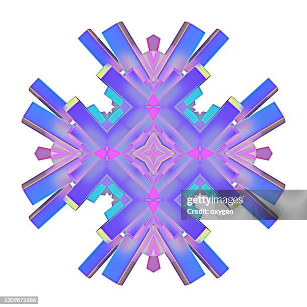 blue christmas snowflake explosion star shape on white background - pentagramm stock-fotos und bilder