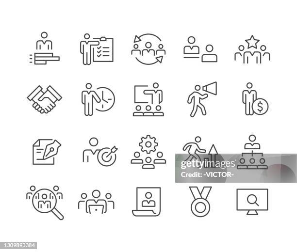 illustrations, cliparts, dessins animés et icônes de icônes des ressources humaines - classic line series - avantage
