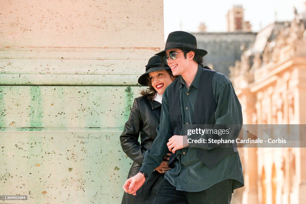 Lisa Marie Presley and Michael Jackson visit the Palace of Versailles