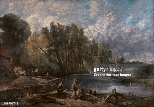 Stratford Mill;"The Young Waltonians";Stratford Mill on the River Stour;Stratford Mill, "The Young Waltonians", 1819 to 1820. Artist John Constable. .