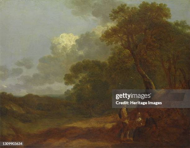 Wooded Landscape with a Man Talking to Two Seated Women, ca. 1745. Artist Thomas Gainsborough. .