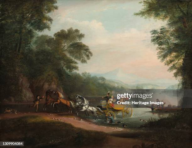 Mishap at the Ford, 1818. Artist Alvan Fisher. .