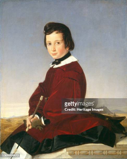 Portrait of a Young Horsewoman, 1839. Artist Charles David. .